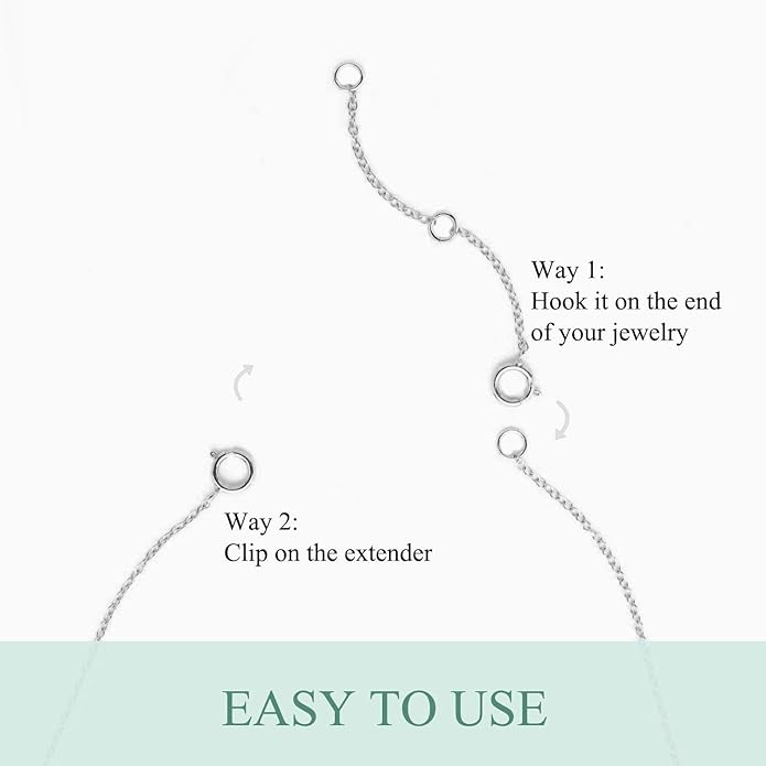 14K Gold Chain Extender for Women, Yellow Gold/White Gold/Rose Gold Adjustable Gold Necklace Anklet EXtension Chain, Available in 2/3/4 Inch