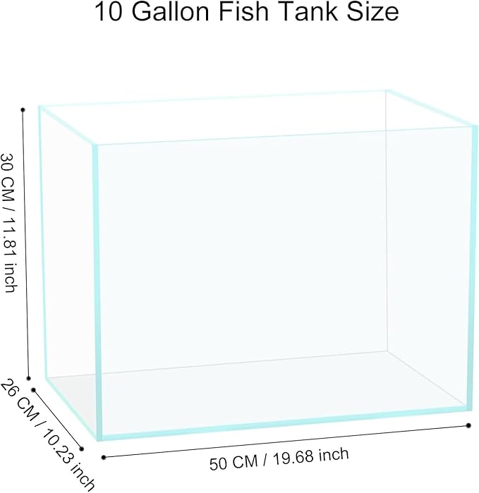 10 Gallon Glass Fish Tank, Easy to Maintain Small Aquarium for Betta/Goldfish/Snails/Shrimp and Aquatic Planting.-PurrikoPets