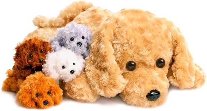 5 Pieces Dog Stuffed Animals for Girls,1 Mommy Dog with 4 Babies,Puppy Stuffed Animals Gifts for Girls 3 4 5 6 7 8 9 Years,Soft Plush Toys for Kids Christmas,Valentine's,Birthday,Children's Day-PurrikoPets