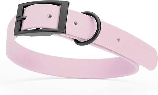 Dogline Biothane Waterproof Dog Collar Strong Coated Nylon Webbing with Black Hardware Odor- Proof for Easy Care Easy to Clean High Performance Fits Small Medium or Large Dogs, Pastel Purple-PurrikoPets