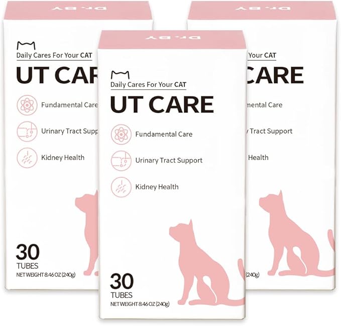Dr.by UT Care Cat UTI Kidney Support Urinary Supplement Cranberry Treatment for Cats Renal Health with Pacran, Quercetin, Taurine lickable Formula Individually Packaged (3 Packs)-PurrikoPets