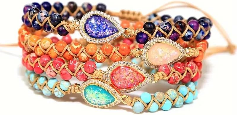 ZOSOJONA Women Handmade Boho Wrap Bracelets Natural Stone Variety Beads Strand Bracelet