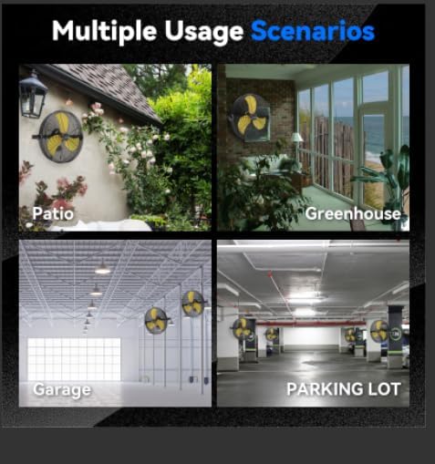 2600 CFM 14 inch Outdoor High Velocity Wall Mounted Fan, 3-Speed Metal Fans with IP44 Enclosure Motor, Industrial Grade Weatherproof Wall Fan for Patio, Greenhouse, Garage, and Gazebo-PurrikoPets