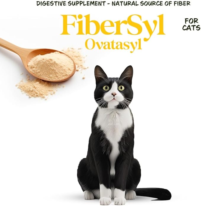 FiberSyl Ovatasyl Prebiotics for Cats Digestive Health - Cat Fiber Supplements for Constipation Relief & Support - Psyllium Husk Seed to Support Digestion Problems - Cat Stool Hardener - 60 Capsules-PurrikoPets
