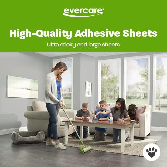 Evercare Pet Mega Lint Roller Value Pack with Two 50-Sheet Refills - Includes Refillable Lint Roller, Adhesive Sheets, Versatile Cleaning Uses, Home and On-The-Go Use, Extendable Handle-PurrikoPets
