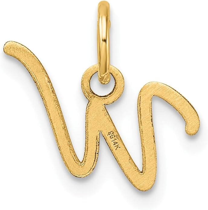 Jewelry Affairs 14K Yellow Gold Script Alphabet Initial Letter Charm Pendant, 14mm