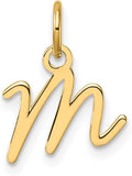 Jewelry Affairs 14K Yellow Gold Script Alphabet Initial Letter Charm Pendant, 14mm