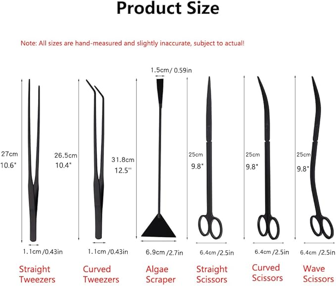 7-in-1 Aquascaping Tools Kit for Aquarium & Terrarium - Stainless Steel Long Tweezers, Curved Scissors, Algae Scraper, Feeding Tongs - Live Plant Trimming & Tank Cleaning Accessories-PurrikoPets