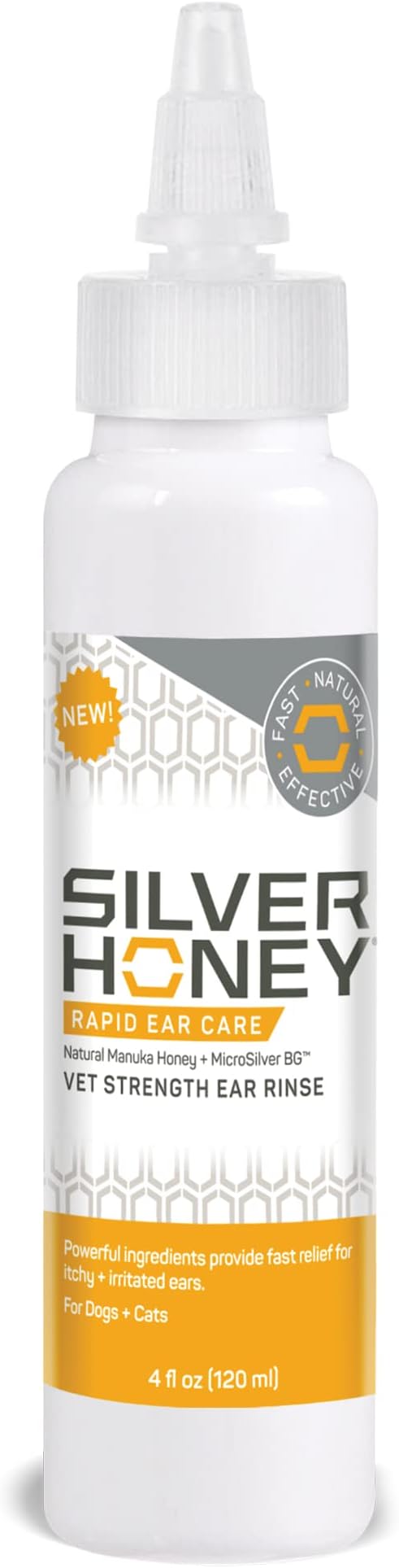 Absorbine Silver Honey Rapid Ear Care Vet Strength Ear Rinse, 4oz, Manuka Honey & MicroSilver BG, Safe for Dogs & Cats-PurrikoPets