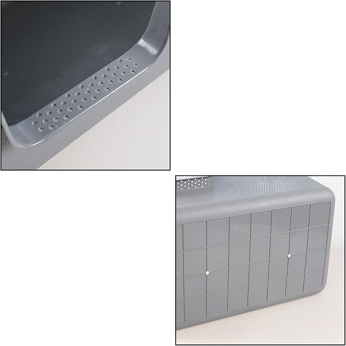 4 Packs Large Cat Litter Box with High Sides, Grey Open Top Cat Litter Basin-PurrikoPets