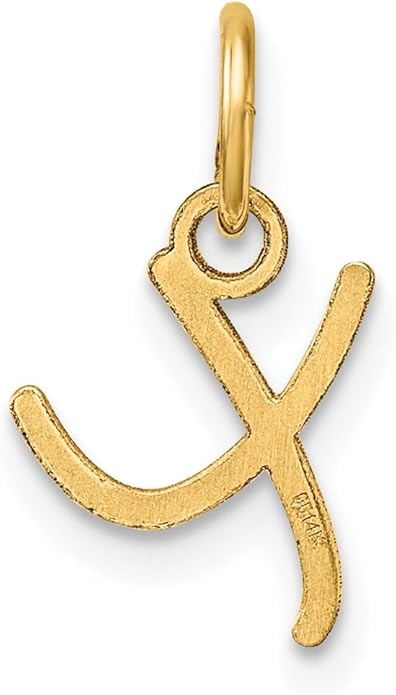 Jewelry Affairs 14K Yellow Gold Script Alphabet Initial Letter Charm Pendant, 14mm