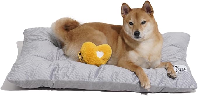 FUNNY FUZZY Dog Bed Crate Pad Mat, Washable Reversible Pet Floor Mats,Fluffy Kennel Pad for Large Sized Dog,Indoor Cats,Sleeping Mattress, 35.4" × 22.8", Light Grey-PurrikoPets