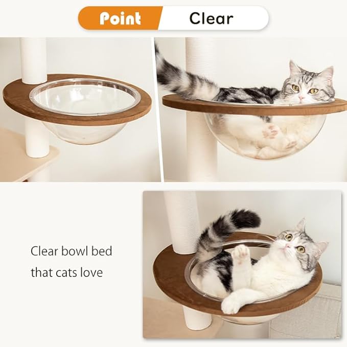 48'' Cat Tree for Large Cats, Modern Cat Tree Multi-Level Condo with Natural Wood, Cat Activity Centre for Medium and Big Pets-PurrikoPets