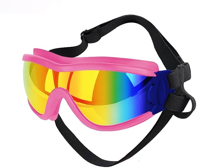 Dog Sunglasses for Large and Medium Breed, Dog Goggles for Large Dogs, Sun Protection, Windproof, Waterproof, Dustproof and Anti-Fog with Adjustable Strap for Driving, Motorcycle (Pink)-PurrikoPets