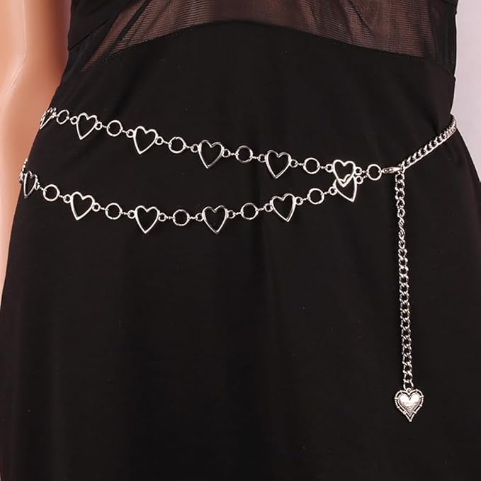 Metal Waist Chain Women - Love Hearts Pendant Adjustable Link Belt