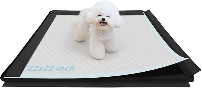 Dog Pee Pad Holder, Puppy Pad Holder, Oxford Cloth Material Soft & Durable, 12 Magnetic Clips, Fits 22" x 22" Pad, Black-PurrikoPets