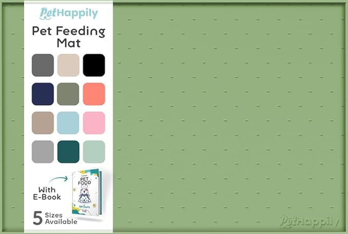 Dog Food Mat - 28x18 Raised Edges Dogs Mat for Food and Water Prevent Spill, Waterproof Cat Food Mats Protect Floors, Easy Clean Dog Bowl Mats for Food and Water, Silicone Pet Feeding Placemats Green-PurrikoPets