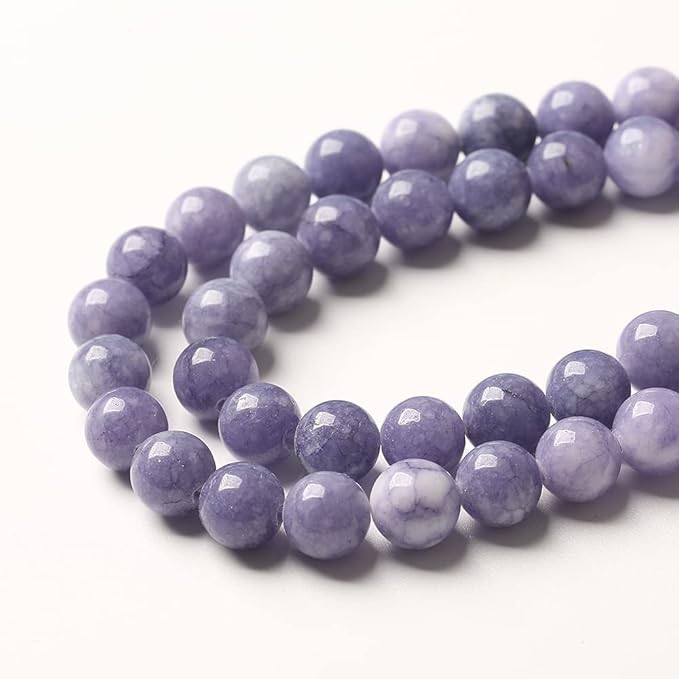 10mm 38pcs Natural Purple Angelite Stone Beads Lavender Gemstone Round Loose Beads for Jewelry Making DIY Bracelet Necklace Earrings