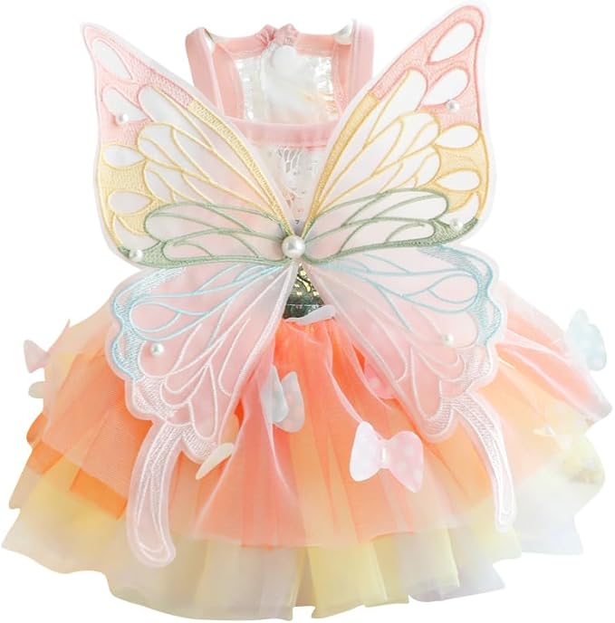 Dog Princess Dresses for Small Dogs Lolita Clothes Butterfly Costume Pet Girl Cute Coat Outfits Summer Costumes Puppy Handmade Skirt Cat Spring (XL,Butterfly)-PurrikoPets