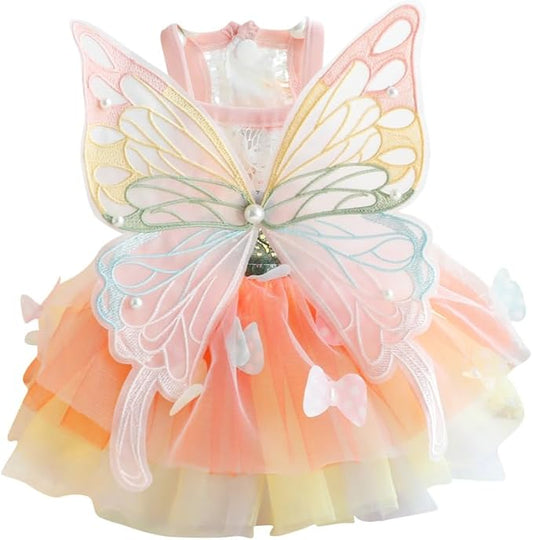 Dog Princess Dresses for Small Dogs Lolita Clothes Butterfly Costume Pet Girl Cute Coat Outfits Summer Costumes Puppy Handmade Skirt Cat Spring (XL,Butterfly)-PurrikoPets