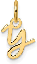 Jewelry Affairs 14K Yellow Gold Script Alphabet Initial Letter Charm Pendant, 14mm