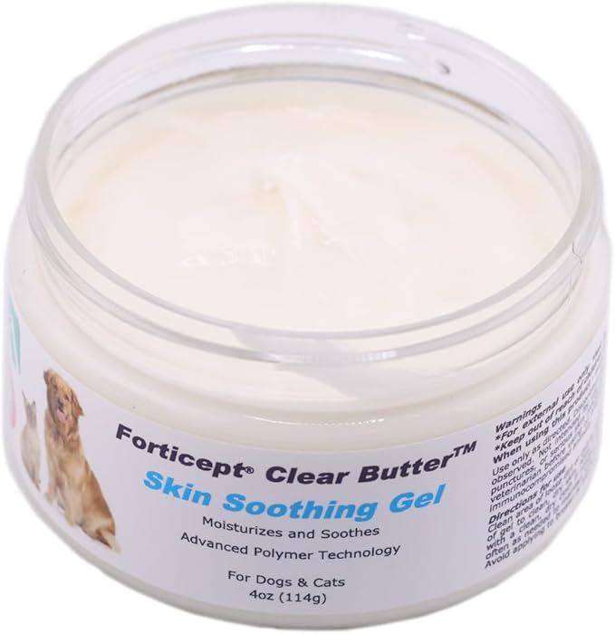 Forticept Clear Butter Dog Hot Spot Treatment Hydro Gel, Heals Dog Wound, Helps with Skin Yeast Infections, Ringworm, Insects Bites, Cuts, Rashes, Skin Allergy, 4 Ounces-PurrikoPets