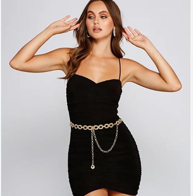 Waist Chain Belts Women Girls Metal Belly Link Adjustable Waist Belt for Jeans and Dress