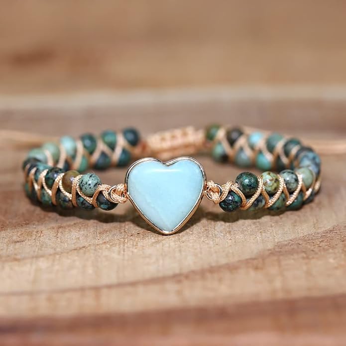 ZOSOJONA Women Handmade Boho Wrap Bracelets Natural Stone Variety Beads Strand Bracelet