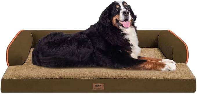 Orthopedic Large Dog Bed Washable: Brown Gaint Size Dog Beds with Removable Washable Cover, XXXL Large Orthopedic Dog Beds for Big Pet Dogs-PurrikoPets
