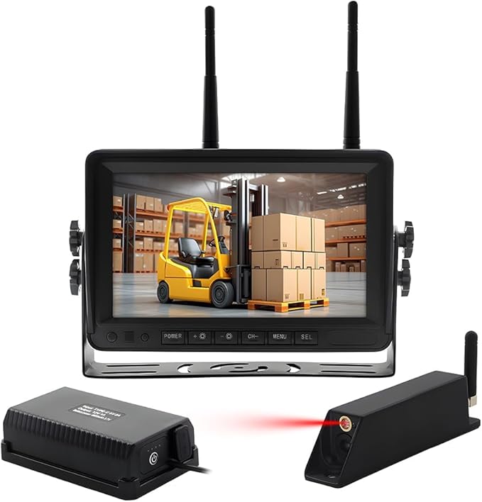 7-inch Forklift Reversing Monitor, HD Night Vision 1080P Magnetic Wireless Reversing Camera, Waterproof IP68, IR Laser Positioning Camera for Forklifts, Vans, Trucks and Trailers-PurrikoPets