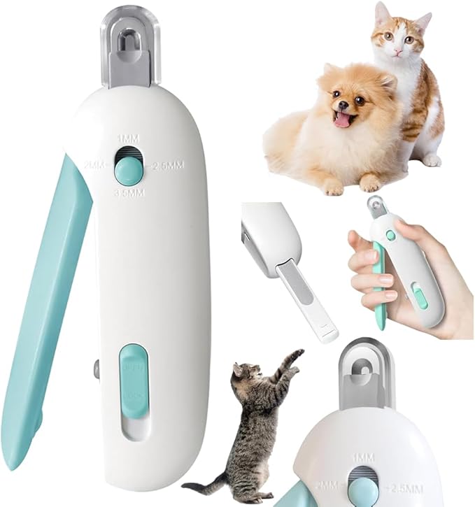 Adjustable Aperture Pet Blue Nail Clippers, Cat and Puppy Nail Trimmer with Grinding Nail File, Recommended by Pet Groomers, Safe to Avoid Over-Trimming, Professional Pet Nail Clippers for Beginners-PurrikoPets