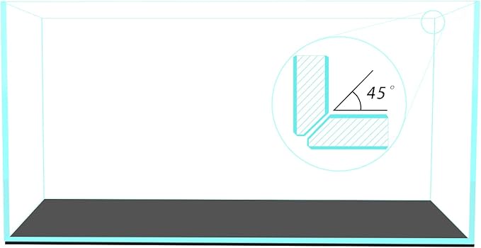 Fzone 48 Gal Rimless Low Iron Fish Tank Nova Clear Ultra-White 45° Mitered Edges Translucent Glass Anata Series Aquarium w/Black Foam Leveling Mat(S90-W45)-PurrikoPets