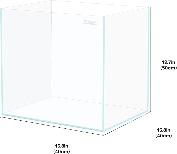21 Gallon Rimless Aquarium Tall Tank, Ultra Clear Low Iron Big Fish Tank, L15.8×W15.8×H19.7 Glass Thickness 6mm with EVA Foam Leveling Mat-PurrikoPets
