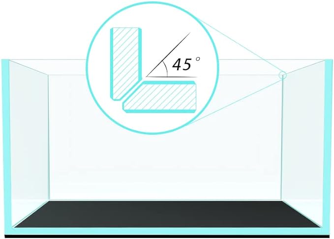 Fzone 3.8gal Shallow Rimless Low Iron Fish Tank Nova Clear Ultra-White 45° Mitered Edges Translucent Glass Anata Series Aquarium w/Black Foam Leveling Mat-PurrikoPets
