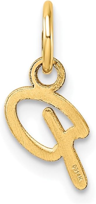 Jewelry Affairs 14K Yellow Gold Script Alphabet Initial Letter Charm Pendant, 14mm