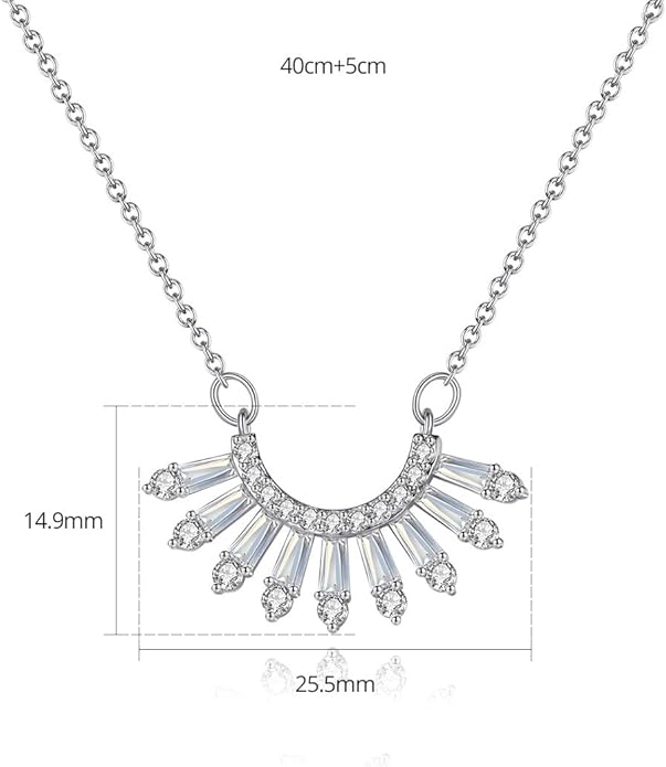 Fan-Shaped Moissanite Pendant Necklace for Women, 14K Gold Clavicle Chain, Fashion-Forward Present for Her