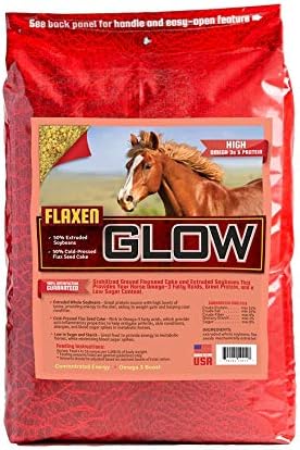 Glow 40 lb, Aids in Weight Gain for Horses and Improves Coat and Condition, High in Omega-3’s-PurrikoPets