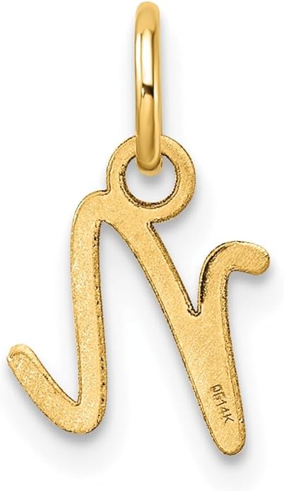 Jewelry Affairs 14K Yellow Gold Script Alphabet Initial Letter Charm Pendant, 14mm