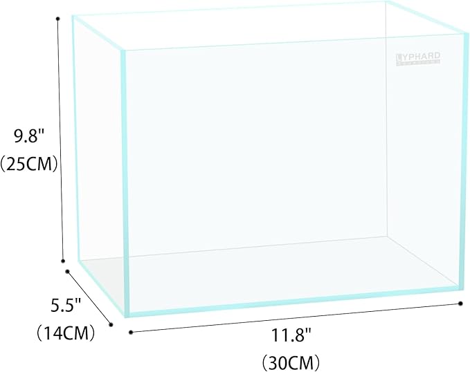 2.5 Gallon Rimless Aquarium Tank, Ultra Clear Low Iron Nano Fish Tank for Betta Shrimp, L11.8×W5.5×H9.8 Glass Thickness 5mm with EVA Foam Leveling Mat-PurrikoPets