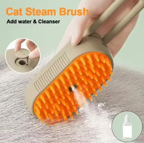 3-in-1 Cat Grooming Brush – Water Spray & Self-Cleaning Shedding Brush for Cats & Dogs – Pet Hair Removal & Massage Comb for Long & Short Hair (White). (White)-PurrikoPets