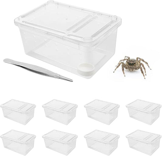 8 PCS Reptile Terrarium Plastic Clear Enclosure Portable Reptile Transport Box for Snakes, Frogs, Lizards, Insects, Scorpions, Geckos, Spiders Perfect Reptile Enclosure.-PurrikoPets