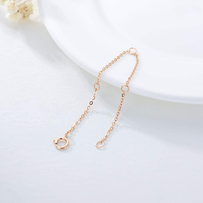 14K Gold Chain Extender for Women, Yellow Gold/White Gold/Rose Gold Adjustable Gold Necklace Anklet EXtension Chain, Available in 2/3/4 Inch