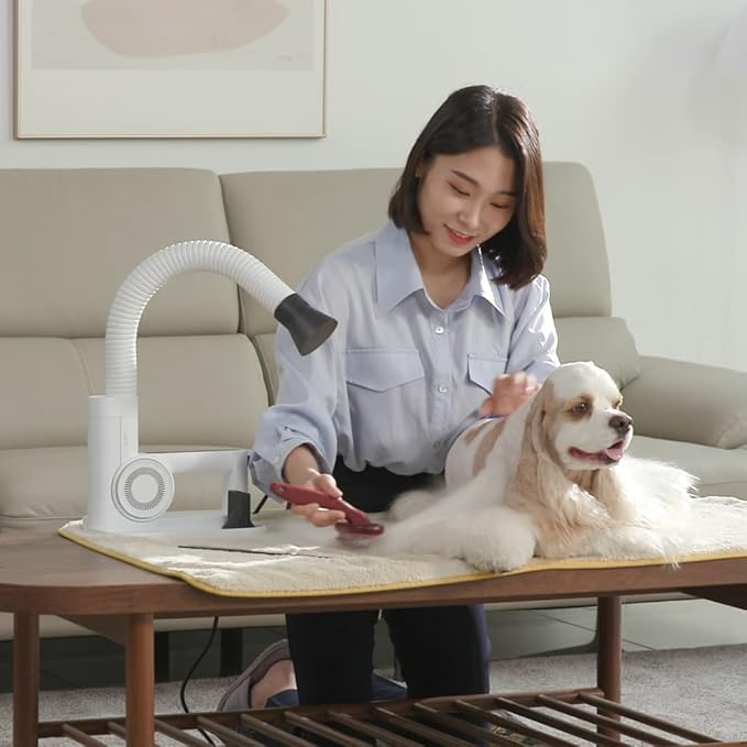 DUZ V3 Professional Quality Pet Dryer: 2-in-1 Portable & Hands-Free Grooming, Low-Noise & Stress-Free Drying, Multi Speed & Temperature, Comfortable for All Dogs and Cats-PurrikoPets