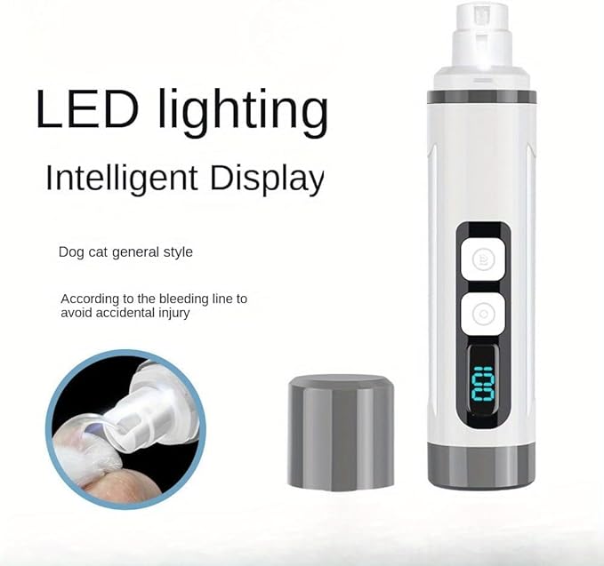 Dog Nail Grinder Quiet-2025 Release Ultra-Quiet Dog & Cat Nail Grinder with LED Light & Battery Display - Painless Nail Trimmer for Small to Large Pets, Thick Nails, and Sensitive Paws-PurrikoPets