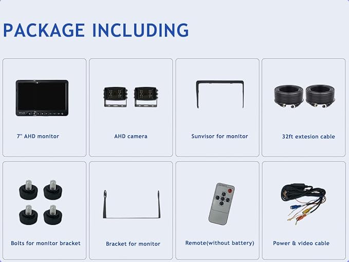 AHD 1080P 7" Reverse Rear View Backup Dual Camera System, Two Cameras with Night Vision Waterproof IP69K Vibration-Proof 10G for Truck/Trailer/RV/Bulldozer/Crop Sprayer/Agricultural Equipment-PurrikoPets