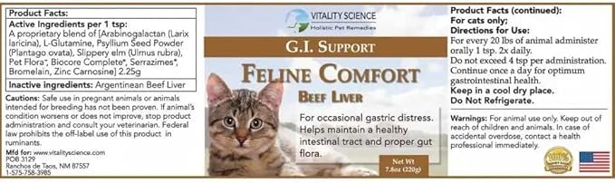 Feline Comfort for Cats | Maintains a Healthy Intestinal Tract and Proper Gut Flora | Restores Gastric Stability | for Vomiting and Diarrhea | 100% Additive Free (Beef, 220g)-PurrikoPets