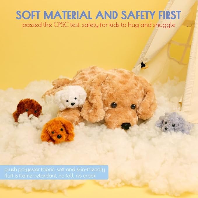 5 Pieces Dog Stuffed Animals for Girls,1 Mommy Dog with 4 Babies,Puppy Stuffed Animals Gifts for Girls 3 4 5 6 7 8 9 Years,Soft Plush Toys for Kids Christmas,Valentine's,Birthday,Children's Day-PurrikoPets