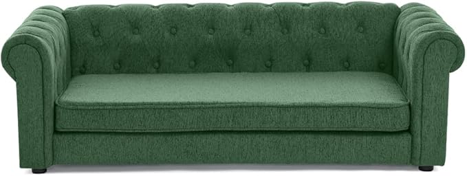 Dog Sofa Couch for Medium to Large Dogs, 55" Memory Foam Pet Sofa Couch with Washable Fabric, Durable Elevated Dog Bed with Legs, Removable Cushion for Medium and Large Dogs, Green-PurrikoPets