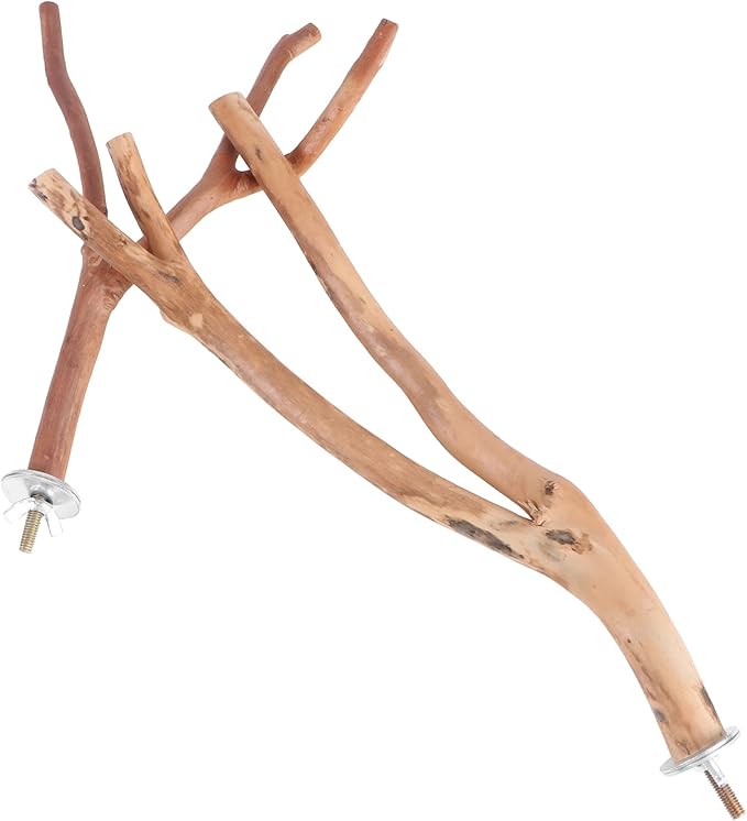 2pcs Bird Parrot Perch Stand Poles, Natural Wooden Parrot Perch for Cage, Branches Fork Rod for Small Parakeets Cockatiels Conure Lovebirds Bird Cage Accessories-PurrikoPets