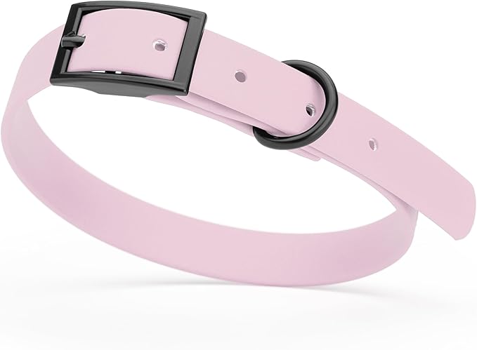Dogline Biothane Waterproof Dog Collar Strong Coated Nylon Webbing with Black Hardware Odor- Proof for Easy Care Easy to Clean High Performance Fits Small Medium or Large Dogs, Pastel Purple-PurrikoPets